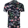 3D streetwear short sleeve Floral pattern dress shirts Hawaiian beach style 3D Flamingo flowers printed men's casual shirts