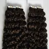 Tape In Extensions Human Hair 40pcs European kinky curly hair Machine Made Remy Hair On Adhesives Tape PU Skin Weft Invisible 100g8481597