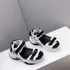 Hot Sale-2019 black rubber sandals red white stripes fashion design men's ladies and boxes