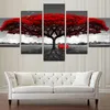 Modular Canvas HD Prinha pôsteres Decoração de casa Fotos de arte de parede 5 peças Red Tree Art Cenário Painturas de paisagem Quadro No Frame3448730