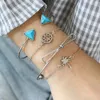 4 pezzi/set braccialetto alla moda blu cavo arco rotondo albero di cocco braccialetti per gioielli da donna festa in spiaggia amici regalo