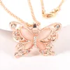 Goldkette Wunderschön Halskette Mode Rose vergoldet Opal Schmetterling Anhänger Halskette Pullover Kette Geschenk Charm Schmetterling Halskette DHL Fre