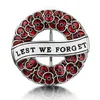 Beautiful 2 Inch Red Enamel Poppy Flower Brooch with Rhinestone Crystals UK Remembrance Gifts 2 Colors Available