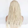 Flätade spetsar fram peruker med babyhår 613 blont hår för kvinnor syntetiska värmebeständiga långa flätor peruk lyslös halv hand tied6815861