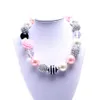 Newest Design Pink+Black Flower Necklace Birthday Party Gift For Toddlers Girls Beaded Bubblegum Baby Kids Chunky Necklace Jewelry