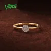 Vistoso Pure 14k 585 Gul Guld Sparkling Diamond Dainty Round Cirle Ring för Kvinnor Årsdag Trendiga fina Smycken J190714