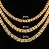 Men039s Hip Hop Bling Bling Iced Out Tennis Chain 1 Row 3MM4MM Necklaces Luxury Clastic SilverGold Color Designer Necklaces F6368245