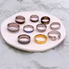 Stor storlek 50pcs / lot rostfritt stålband ringar mix stil passform män och kvinnor bröllopsfest present mode charm kristall titan finger ring smycken