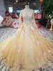 Vestido de Noiva Applikationen Spitze Prinzessin Champagner Brautkleider 2020 Lange Ärmel Embirodery Ballkleid Arabisch Brautkleid