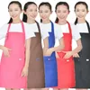 純粋な色の調理キッチンエプロン女性男性シェフウェイターカフェショップバーベキューヘアドレッサーエプロンカスタムギフトビブ卸売