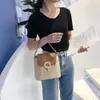 Designer-Small Straw Bucket Väskor För Kvinnor 2019 Sommar Crossbody Väskor Lady Travel Purses och Handväskor Kvinnlig Shoulder Messenger Bag