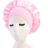 Gorro de satén de 58cm para el cuidado del cabello largo de Color sólido para mujer, gorro de noche para dormir, gorro de seda ajustable para la cabeza, gorros de ducha