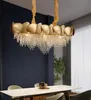 Lampadario di cristallo irregolare dorato rettangolare lampada da ristorante a led lampada decorativa di lusso per hotel di soggiorno di lusso LLFA