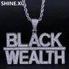 Hip Hop Fashion Gold 2 rzędy List Czarny bogactwo wisidant Naszyjnik Mężczyźni Bling Biżuter Prezent1972814