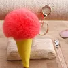 Newest 17 Colors Pom Pom Ball Keychains Ice cream Fur Key Rings For Women Key Holder Birthday Gifts Support FBA Drop Shipping