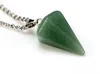 100pcs Natural Gemstone Jewelry Pendant Necklace Crystal Healing Chakra Reiki Silver Stone Hexagonal Prisme Cone Pendulum Charm Necklaces 11 style