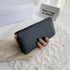 2020 Fashion Women Weave Wallet Wrist Handle Telefonfodral Lång sektion Money Pocket Pouch Handbag Women039S Purse Card Holders16285569