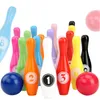 Digit Mini desenhos animados de madeira Bowling Brinquedos Educação Infantil pai-filho brinquedos interativos Saiba Cores dígitos com Retail Box for Kids DHL