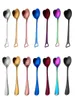 Colorful ice cream spoon love heart shaped spoon coffee tea stir spoons for party wedding supplies kitchen accessories