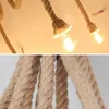 Retro Hamp Rope Pendant Lamp Industriell Twine Hanging Light Hotel Office Store Restaurang Bar Booth Spider Suspension Belysning