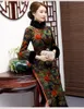 Elegancki Chiński Styl Sukienka Tradycyjne Kobiety Długie Qipao Suede Cotton Cheongsam Nowość Chińska Formalna Suknia Rozmiar M-5XL