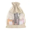 Schmuckbeutel, Geschenktüte, Hochzeit, Party, Gastgeschenk, Kosmetik, Schmucktasche, transparente Leinen-Aufbewahrungstasche mit Kordelzug, kleine Werbeaktion