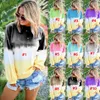 Kvinnor Rainbow Gradient Hoodie Höst Långärmad Randig Pullover Casual Weats Shirts Toppar Kläder T-shirt Tee Tee Plush Size LJJA2907