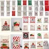 Jul Baglarge Canvas Monogrammable Santa Claus Drawstring väska med renar, monogramabla Xmas gåvor säckväskor 1050