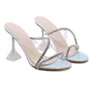 with box sexy women designer high heel rhinestone transparent strappy spool heel designer sandals mules women designer shoes size 35 to 40