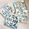 7 pares 5D vison falso Lashes personalizado Holographic Embalagem Natural longos e grossos pestanas falsas Bandeja Flower