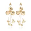 Big Vintage Earrings For Women Color Golden Silver leaf Earrings 2019 Metal Earing Hanging Trend Jewelry