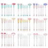 7 Pcs Liquid Glitter Makeup Brushes Empty Transparent Crystal Hollow Handle Brush Set DIY Manual Perfusion Sand Make Up Tools