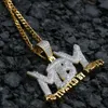 Yellow White Gold Plated CZ Letters Pendant Necklace for Men Women Hip Hop Necklace Jewelry Nice Gift for Friends