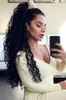 Ny ankomst peruansk mänsklig Virgin Remy Kinky Curly Ponytail Hair Extensions Clip In Natral Svart Färg Hårstycke 140g En bunt