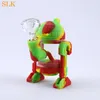 Siliclab robot shape silicone bong glowing in the dark pipe 5inch portable silicon hand pipe smoke dry herb pipes glass bubbler