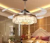 Invisible Ceiling Fans Living Room Remote Control Fan Lights Bedroom Simple Modern Retractable Belt LED Mute Electric Fan Chandeliers