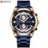 CURREN Design créatif montres hommes montre-bracelet à Quartz de luxe avec chronographe en acier inoxydable montre de Sport horloge masculine Relojes209A
