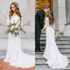 2019 robes de mariée avec manches longues encolure bateau bohème dentelle sirène robes de mariée pays sur mesure