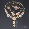 Exquisito Dubai Gold Color Flor Crystal Jewelry Set Nigerian Wedding Woman Accessories Collar Pendientes Juego de joyería