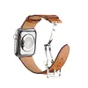 Luxury Folding Buckle Real Leather Band för Apple Watch 38mm 40mm 42mm 44mm Watchband för Apple IWatch Series 1 2 3 4 5 Rem Brac6772298
