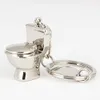 Novelty Trinket Mini Söt Toalett Keychain Silver Färgvän Rolig Presentknapp Ring Kall Unik Vatten Closetool Commode Keychain