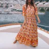 2020 Fashion Summer Sundress Women Long Maxi Vestidos Floral Printed Bohemian Dress Ladies Casual Long Tunic Robe