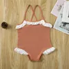 Bebés Meninas Swimwear infantil Baby Kids Meninas Moda Imprimir Reffled Bowknots Swimsuit Swimwear natação Crianças Maiô