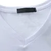 V-Neck Poliester Mężczyźni T Koszulki Tees Camiseta Masculina Mężczyzna Casual Fashion Slim Letni Letni Krótki Rękaw V Neck T Koszulki Hombre Trend