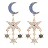 Hela mode lyxdesigner överdriven diamant strass söt härlig månstjärna lång tofs dingle ljuskronorörhängen för 6495156