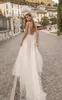Berta Privée 2020 Nya sjöjungfru Bröllopsklänningar Dunging Neck Backless Lace Brudklänningar Se genom Boho Slit Bröllopsklänning Enkelt blygsam