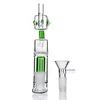 Bongs de vidro verde Hookah Dabs Kit Conjunto de pontas de tigela de vidro Palha 14 mm Junta para fumar Cachimbos de água Bongs de água Samll Recycler Oil Rigs