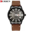 Relojes cwp para Hombre, marca CURREN, Reloj de pulsera de cuarzo militar de negocios informal, Reloj con correa de cuero, Reloj Masculino, Reloj para Hombre