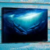 Canvas Art Print Animal Dolphin Paintings Living Room Decor Wall Picture Poster Oil Painting on Canvas - Ready To Hang - Framed