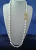 Hand knotted natural 8-9mm white freshwater pearl necklace sweater chain long 80cm fashion jewelry